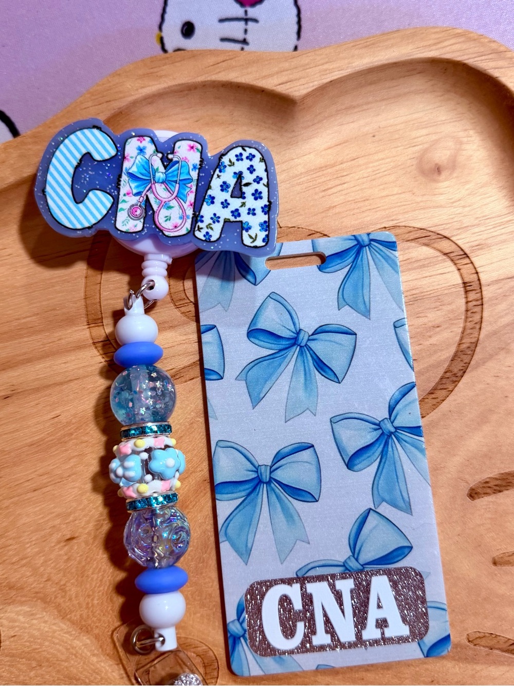 CNA Blue Bow Badge Reel with Badge Buddy